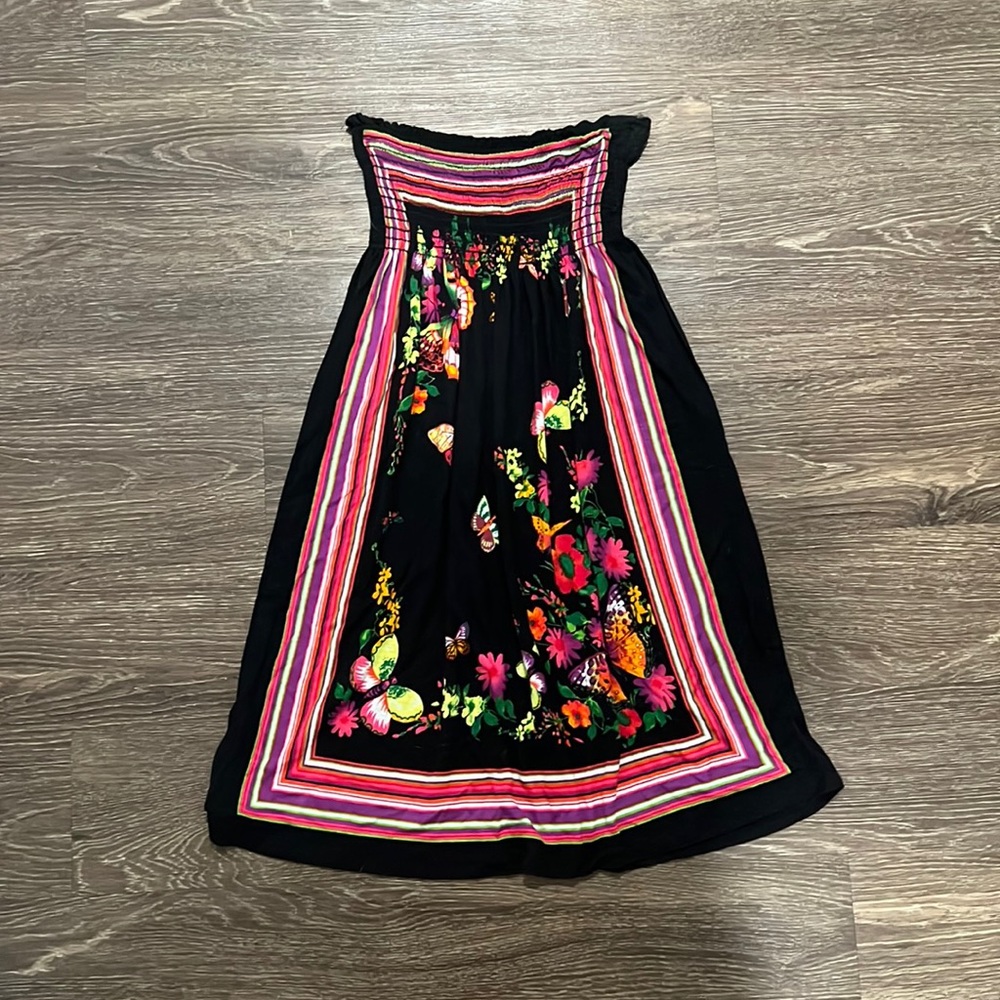 Hottie Butterfly Print Strapless Dress